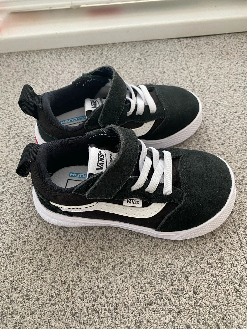 Vans Kids Black and White Suede Low-Top Sneakers